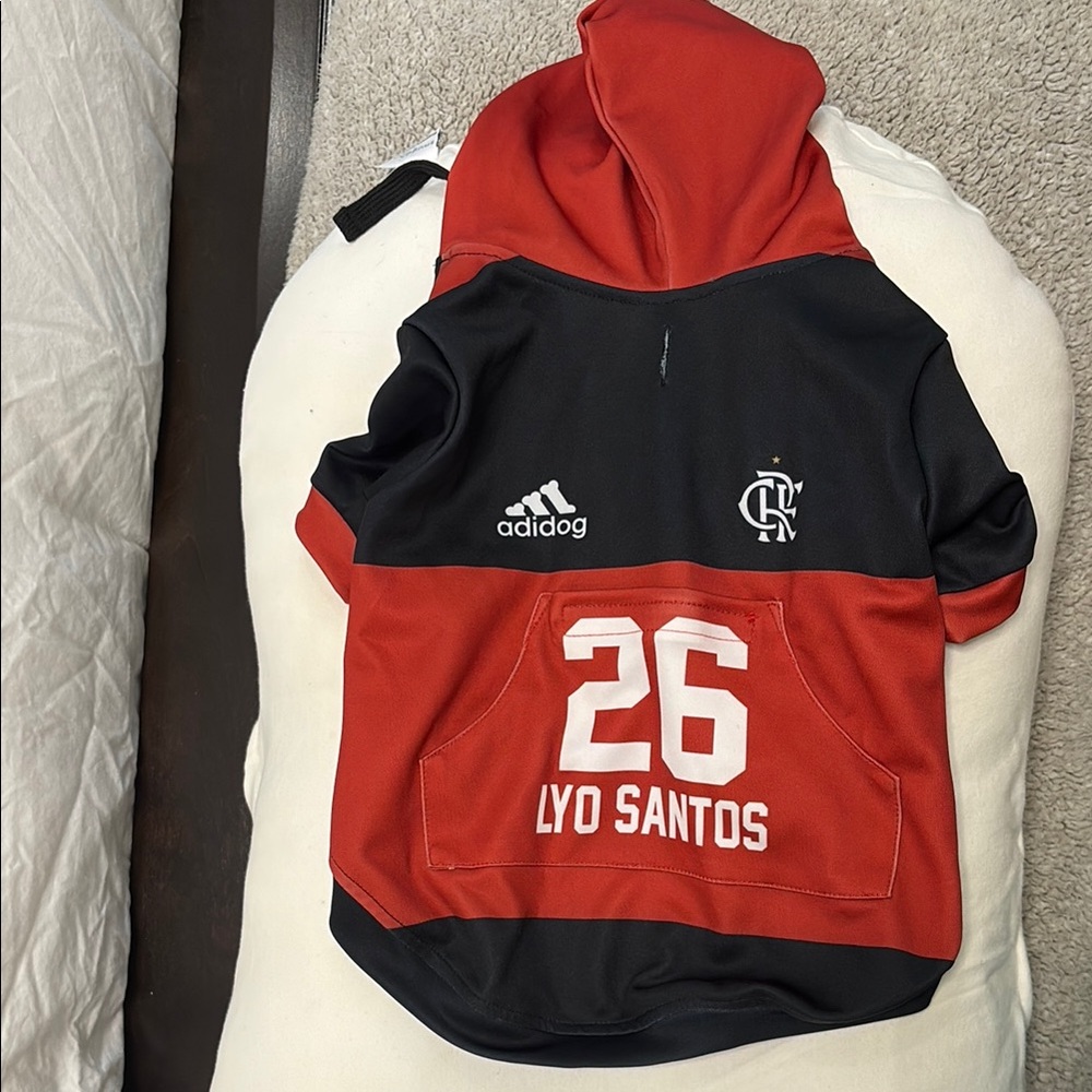 Red and Black dog Hoodie with zipper